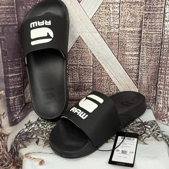 Comfy classic G-Star Raw womens Cart-III Slides Sandals Black/White lightweight - Picture 2 of 12